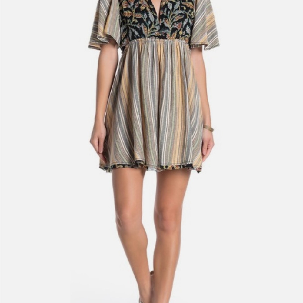 NWT Free People Under the Sun Tunic Top - Black Multi size xs